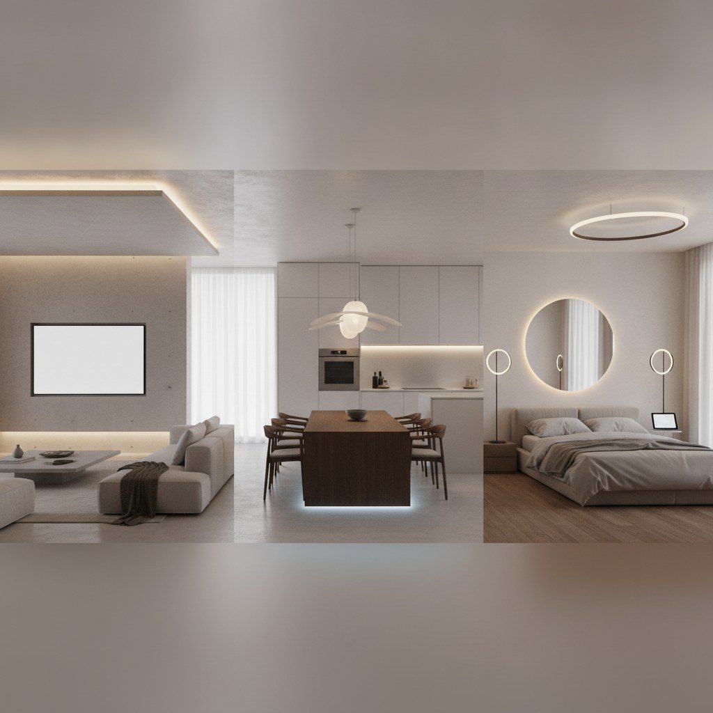 Transformă-ți spațiile: Idei de iluminat modern pentru living, dormitor și dining
